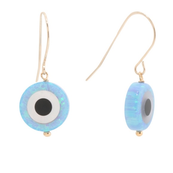 GEORG K Made In Usa 14kt Gold Opal Evil Eye Drop Earrings